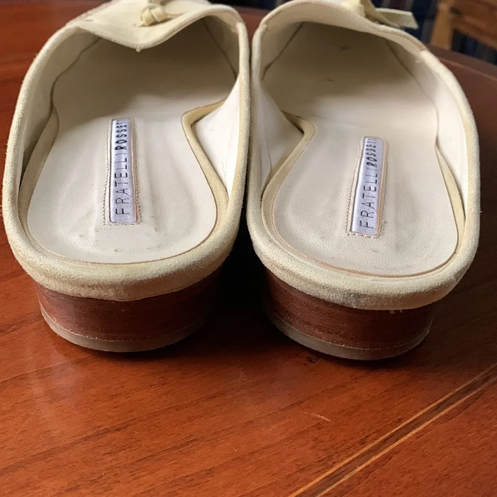 Vintage Fratelli Rossetti Pale Yellow Suede Mules - Picture 4 of 10